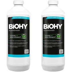 BiOHY Rohrreiniger (2x1l Flasche) | EXTRA STARK | Flüssiger, hochkonzentrierter Abflussreiniger | Geruchsneutral | Für alle Verstopfungen