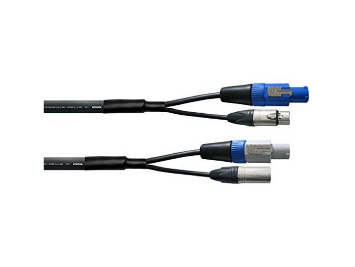 CORDIAL CABLES Câble DMX XLR 3 punten + PowerCON 5 m ÉCLAIRAGE/DMX kabels hybride 3 punten