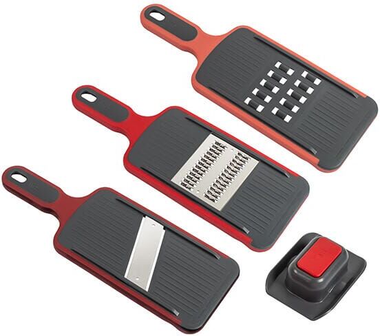 Kuhn Rikon 3 Piece Red Easy Grater & Slicer Set