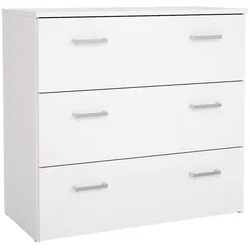 WellHome - Schlafzimmerkommode mit 3 Schubladen in der Farbe Weiß 75 x 36 x 70 cm - Duero White