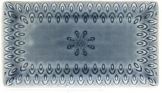 "Euro Ceramica Peacock 12"" Rectangular Crackle-Glazed Platter - 12.00 in. x 6.69 in. x 1.06 in."