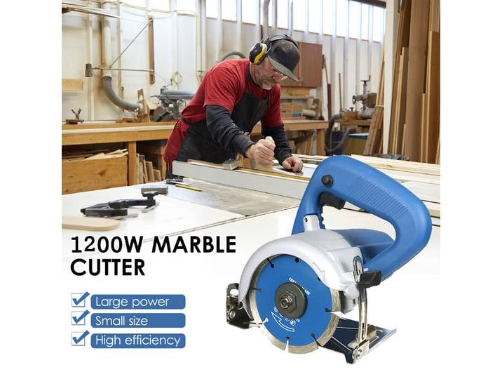 Machine à découper les carreaux en céramique 1200W, scie à carrelage et marbre, scie électrique pour carrelage et maçonnerie, coupe biseautée 0-45 degrés et réglage de la profondeur 0-32 mm