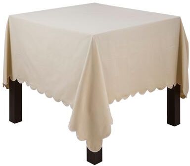 Saro Lifestyle "Scalloped Edge Tablecloth - Solid Color Cotton Tablecloth for Dining & Everyday Entertaining - 80""x80"""