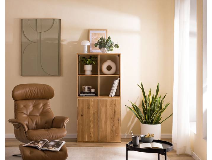 Étagère massive ouverte - Portes Chêne sauvage massif, huilé Marron 74 x 148 x 35cm