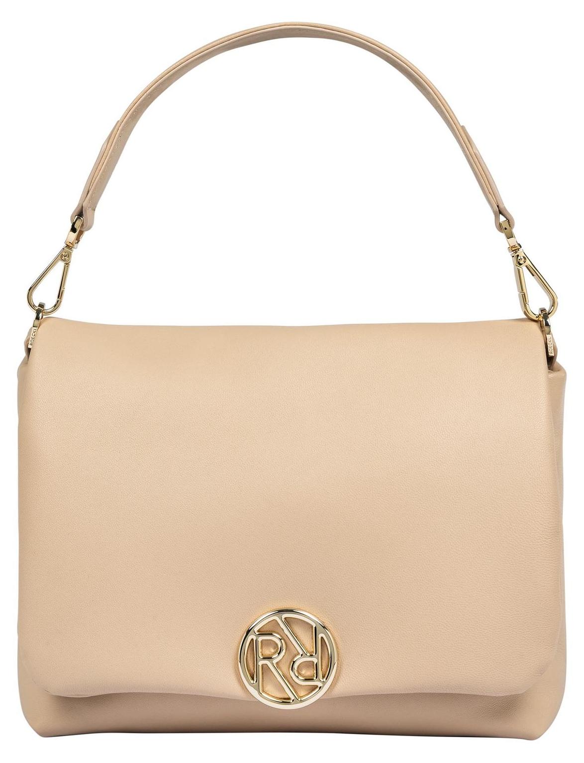 ROECKL Leder Umhängetasche Soho Crossover Small Creme beige