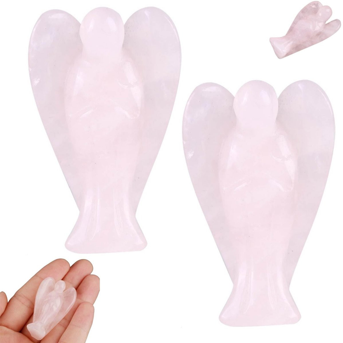 Set van 2 Rozenkwarts Engel Beeldjes voor Genezing