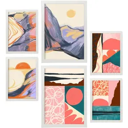 POSTER Set Mit 6 Eindeutige Natur A3 & A4 Weißer Rahmen