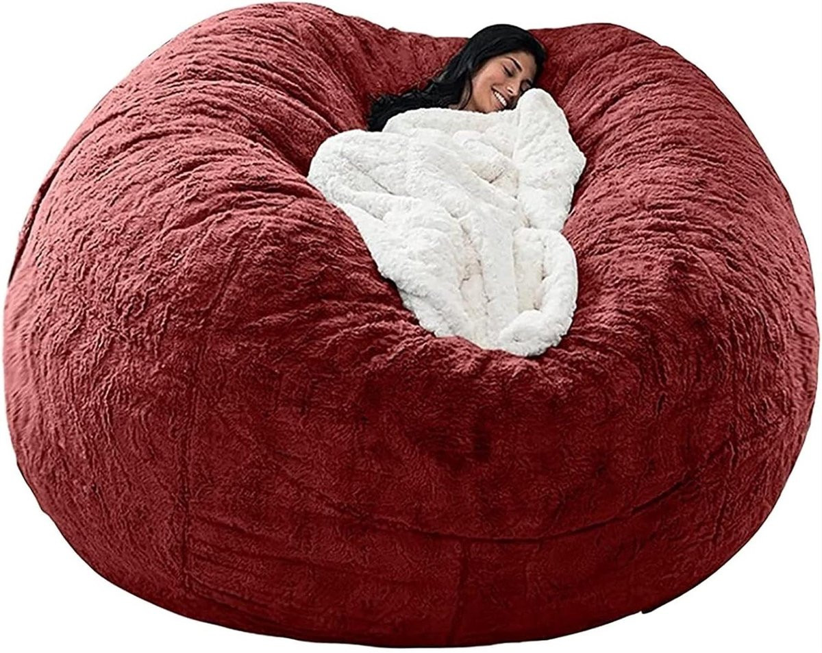 Rode Poefhoes voor Zitzak - Comfortabele Zitzak Cover zonder vulling - 135 x 65 cm