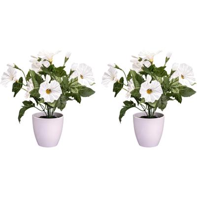 Kunstblume CREATIV GREEN "Petunie", weiß, H:28cm Ø:22cm, Polyester, Kunstpflanzen