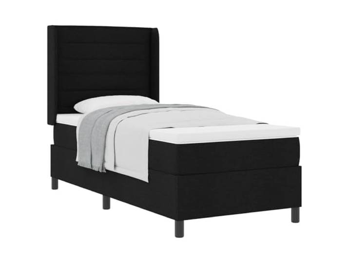 KKgypkn Boxspringbett mit verstellbarem Kopfteil Schwarz 200x80 cm, Boxspringbett mit Matratze und Lattenrost, mittelfeste Taschenfederkernmatratze, modernes Design aus Holzwerkstoff