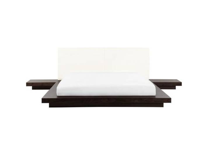 Lit double en bois foncé style japonais ZEN - BELIANI - 180x200 cm - Avec tiroirs - Contemporain