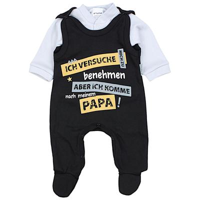Strampler TUPTAM "Strampler Baby Strampler Set mit Spruch", Mädchen, Gr. 68, N-Gr, schwarz (ich versuche mich zu benehmen..., schwarz), Obermaterial: 100% Baumwolle CO., Overalls