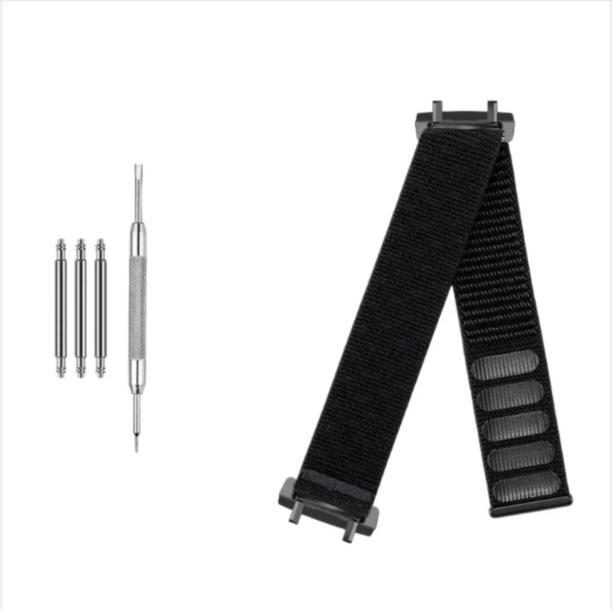INF Nylon Gewebtes Ersatzarmband kompatibel mit Amazfit T-Rex 3 – Atmungsaktiv, Hochelastisch, 23.3cm x 2.7cm Schwarz