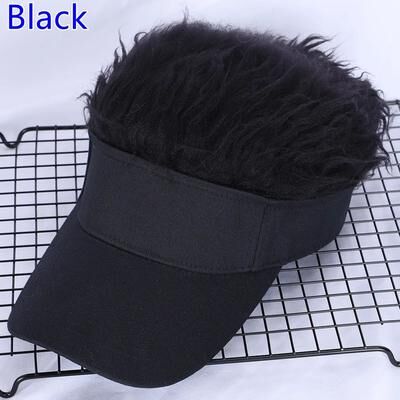 Inspire Select Spiked Hair Visor Cap Adjustable Sun Visor Hat With Realistic Fake Hair black