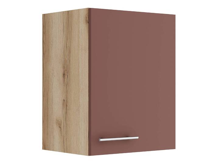 Hängeschrank 45cm Rot/Rostrot/Wildeiche Dekor