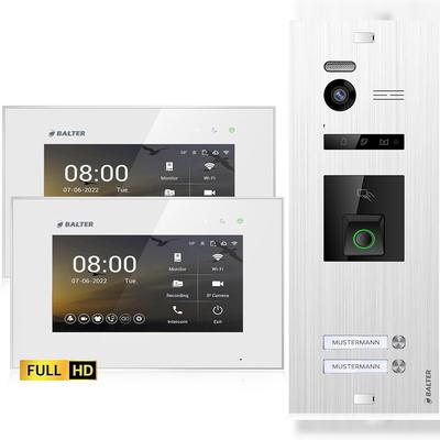 Balter Home HD Video Türsprechanlage mit Fingerprint und RFID für 2 Familienhaus, 2x Monitor, Balter EVO HD Fingerprint