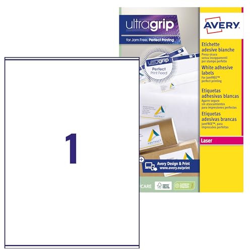 Avery L7167-15 Adreslabels Wit Zelfklevend - 15 stuks - Formaat: 199,6 x 289,1 mm - Voor Laserdruk