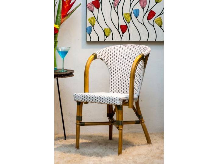 More2Home Bistrostuhl FASHION, 2er-Set, Rattan/Polygeflecht weiß/schwarz