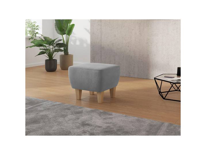 Hocker, Grau, 56x46x56 cm, Textil & Buche Massiv, Quadratisch, sit&more