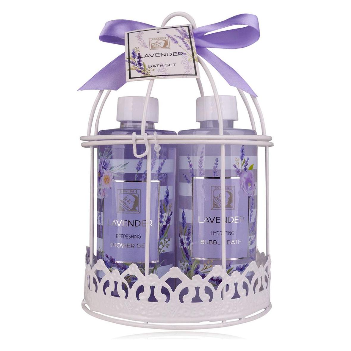 Accentra Badeset LAVENDEL in Vogelkäfig, inkl. 210ml Duschgel, 210ml Bodylotion, 210ml Schaumbad, 210ml Körpe (Haarpflege Set, Körperpflegeset) (23567896)