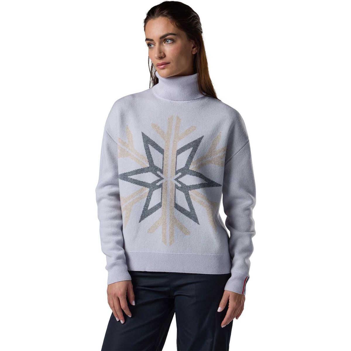 Rossignol W Patterned Turtle Neck Sweate silver cloud (A43) XL RLPWO01 A430XL