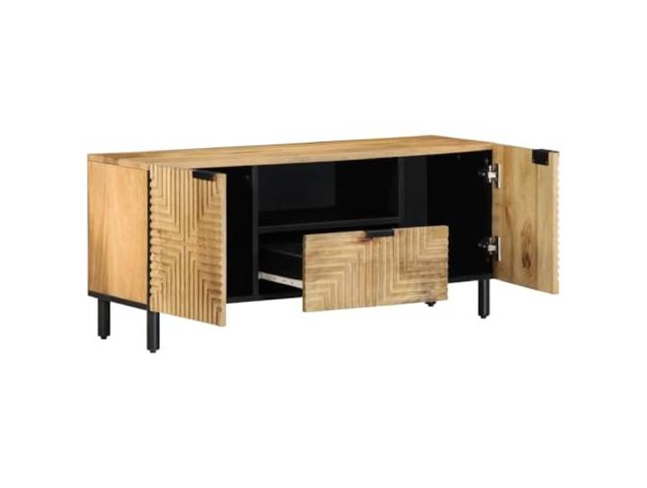 HKQWPBF TV-Schrank Braun 105x33x46 cm Massivholz Mango Reichlich Stauraum, robuste Oberplatte, erhöhtes Design mit Beinen, Massivholz Mango, Wohn- oder Schlafzimmer