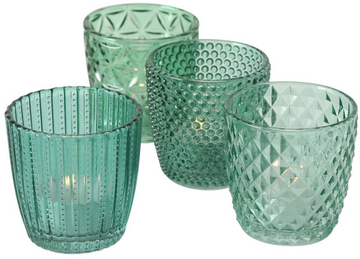 Boltze Waxinelichthouders Set van 4 Glas Groen tinten