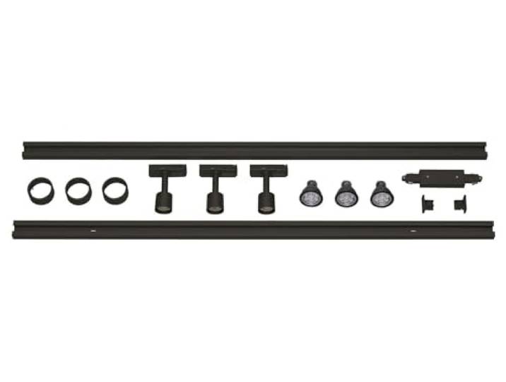SLV PURI 1PHASEN-HOCHVOLT-SET Aufbau-Schiene, Stromschienen-System dreiflammig, schwarz, inkl. 2x1 m Hochvoltschiene, 3xPURI Längsverbinder, 2 Endkappen, 3x Dekoring, 3x LEDs