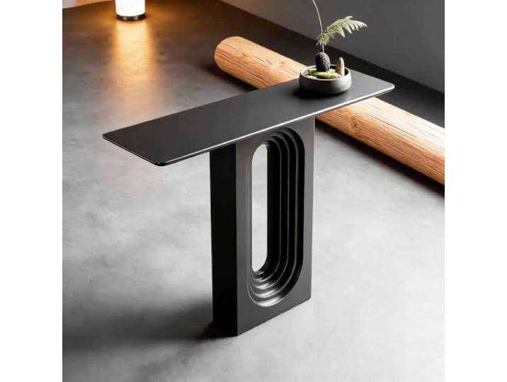 Konsolentisch Schmal Modern mit Sintersteinplatte und Massivholzplatte Konsolentisch Schmal Modern mit Sintersteinplatte und Massivholzplatte