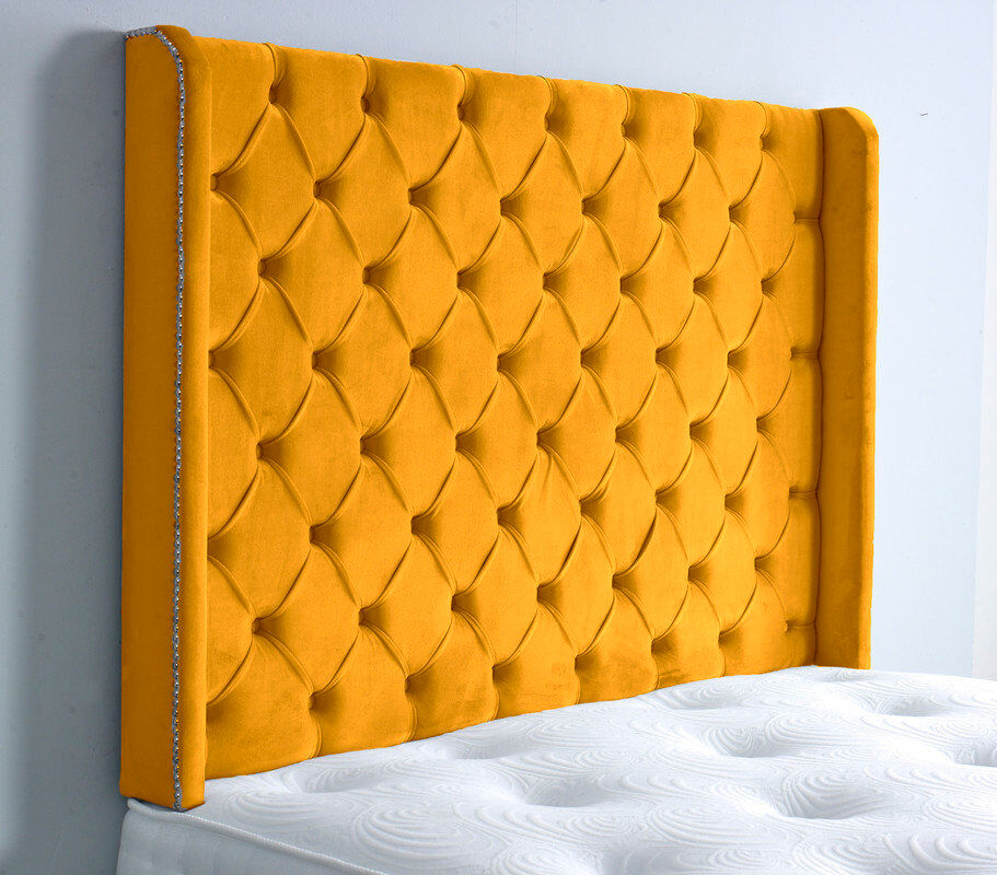 Mercer41 Upholstered Headboard Turmeric Velvet Super King (6')