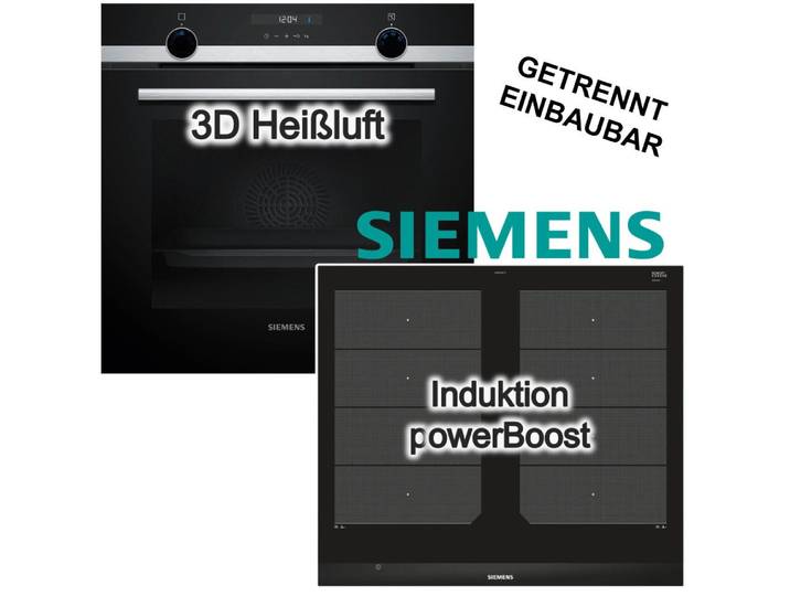 SIEMENS Backofen-Set Backofen 3DHeißluft Hydrolyse + Induktionskochfeld Flexzonen Booster, Hydrolyse