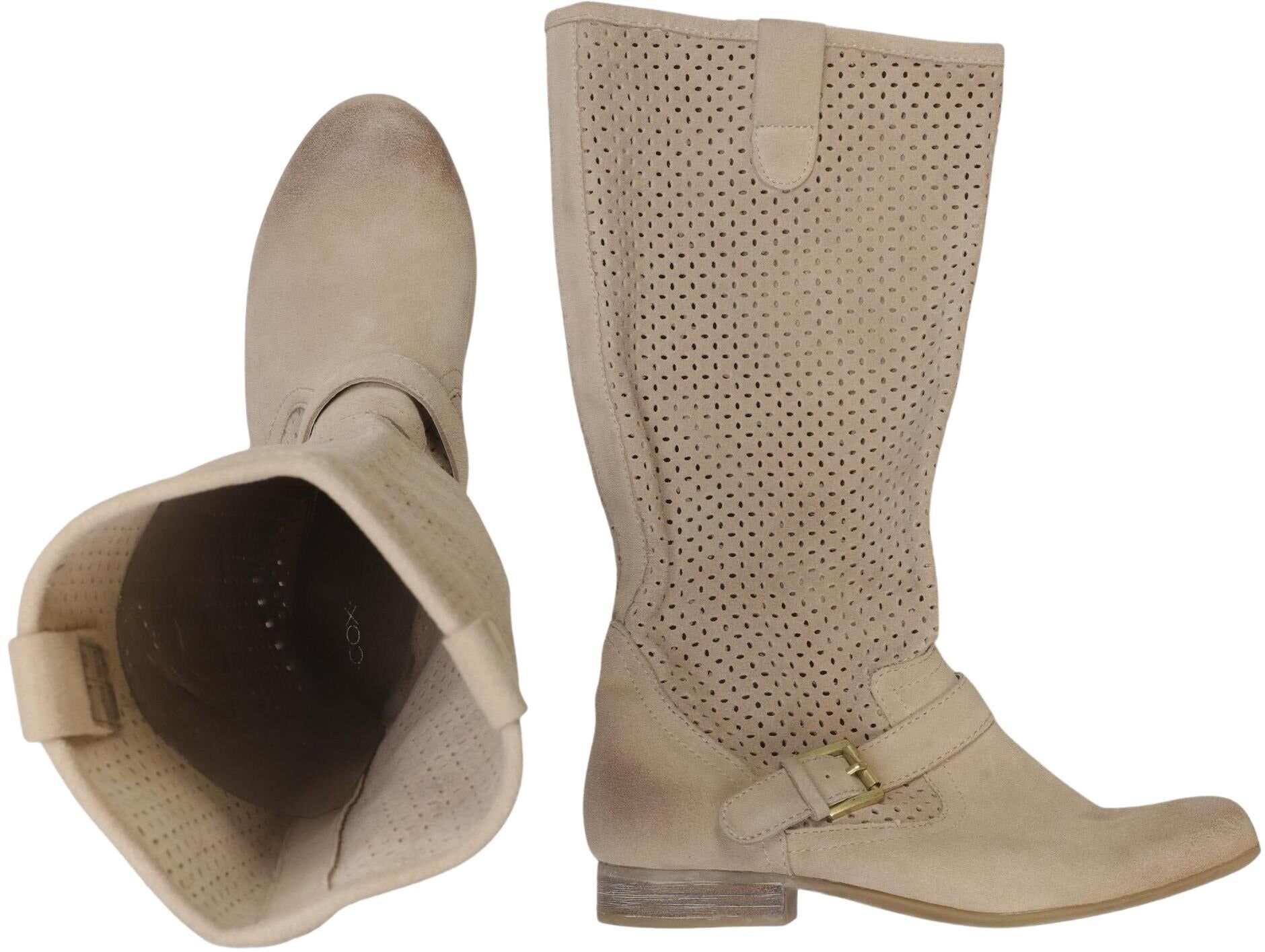 Cox Damen Stiefel, Beige, Gr. EU 37, Leder - Second Hand