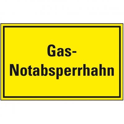 Schild I Hinweisschild Gas-Notabsperrhahn, Kunststoff, 300x200mm
