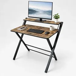 Relaxdays Klappbarer Schreibtisch Monitoraufsatz Braun,Schwarz