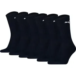 PUMA Unisex Sportsocken, 6 Paar - Tennissocken, Crew Sport Socken, einfarbig Blau / 43-46