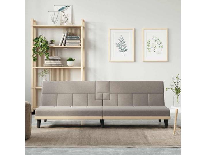 vidaXL Schlafsofa mit Getränkehaltern Taupe Stoff