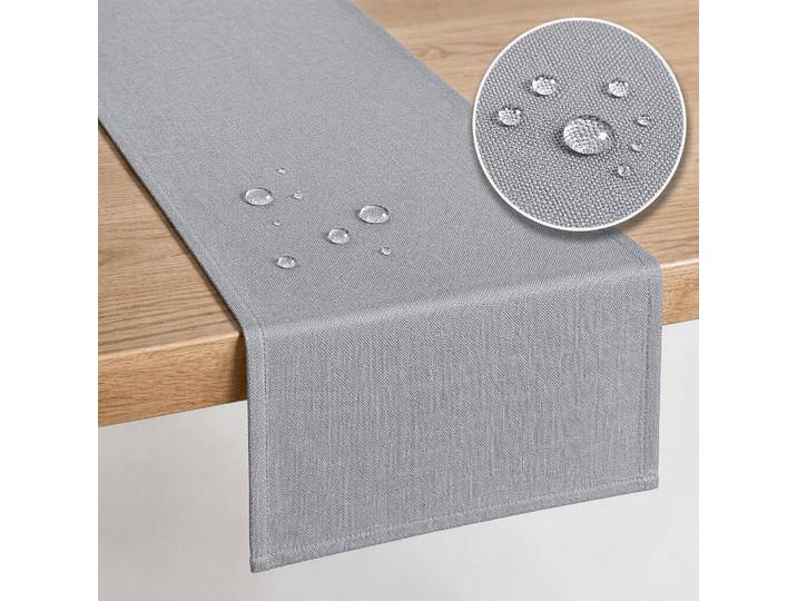 Tischläufer GOODPRODUCT Josée wasserabweisend , grau (hellgrau), B:180cm L:40cm, Polyester, Tischdecken, Tischläufer, uni, verschiedene Grössen, Tischläufer, Deko, wasserabweisend