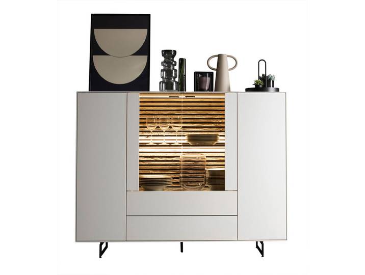 SCHÖNER WOHNEN-Kollektion Highboard YONNA 165 x 119 cm Birke weiß