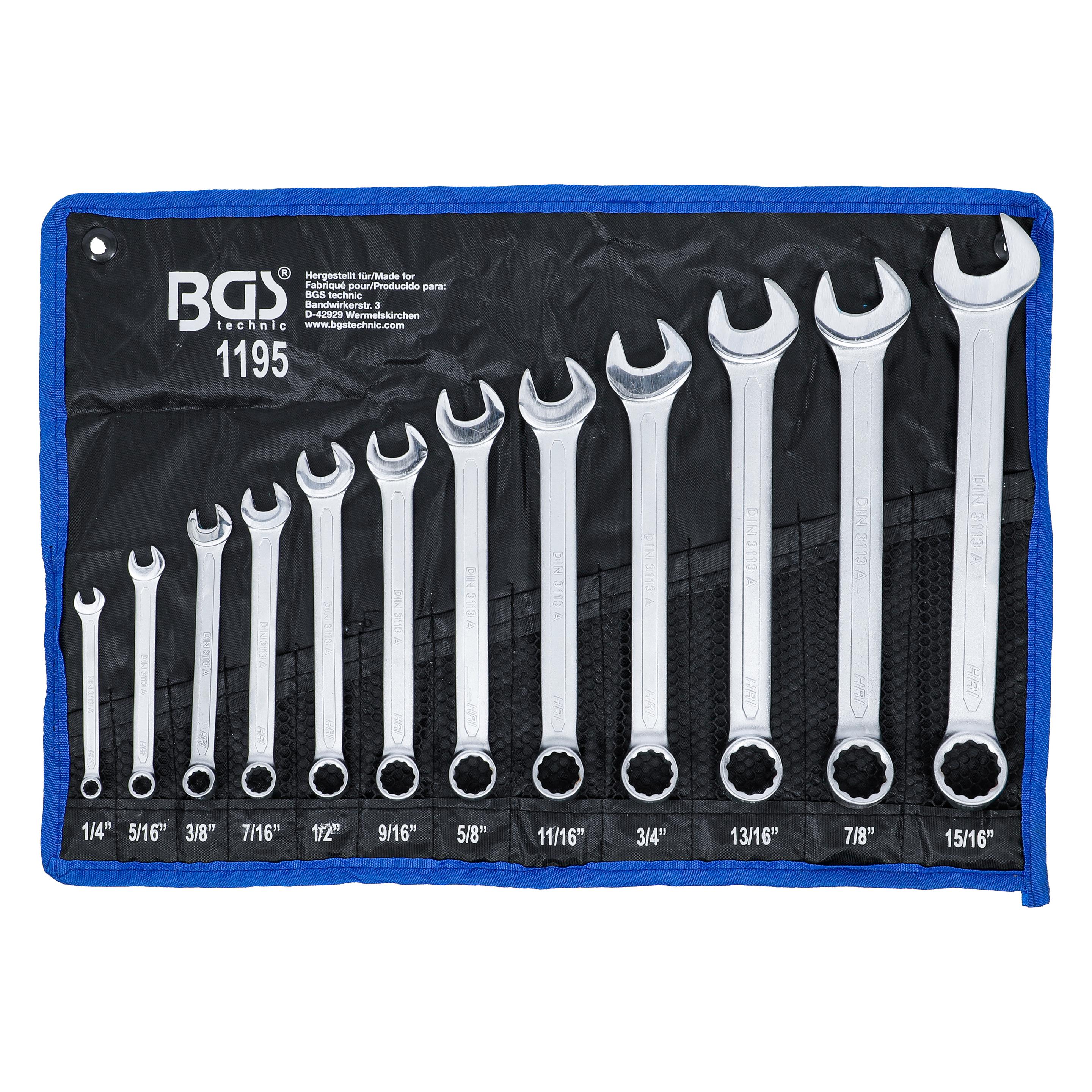 BGS Maul-Ringschlüssel-Satz (1/2", 1/4", 11/16", 13/16", 15/16", 3/4", 3/8", 5/16", 5/8", 7/16", 7/8", 9/16") (1195)