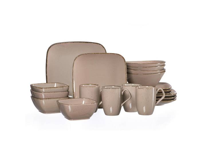 Ritzenhoff Breker Kombiservice Casa, Braun, Keramik, 20-teilig, Uni, 375 ml,625 ml, Lfgb, handbemalt, Essen & Trinken, Geschirr, Geschirr-Sets, Kombiservice