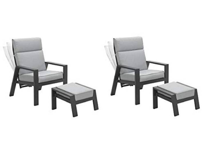 Garden Impressions 2 x Luxus Relaxsessel mit Hocker Max, Verstellbarer Rücken/Relaxstuhl/Loungesessel