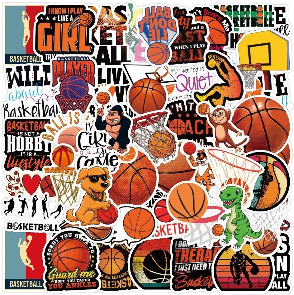 INF DIY Basketball Aufkleber Set - 50 Wasserdichte Vinyl Aufkleber für Laptops, Wasserflaschen, Skateboards