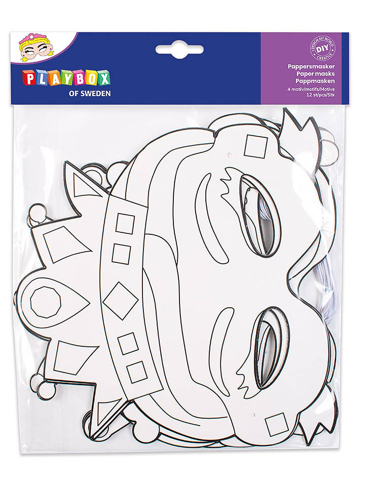 Playbox Pappmasken "Princess" - 12 Stück - ab 3 Jahren - onesize