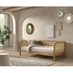 Bett Olive ca. 90x200 cm Eichefarben