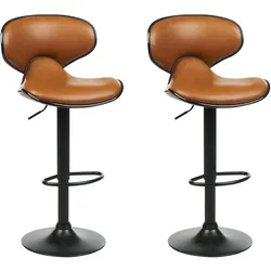 BARHOCKER 2er-Set Kunstleder goldbraun/schwarz höhenverstellbar Conway