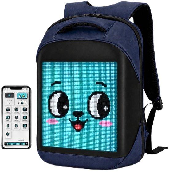 Rucksack mit LED-Display, programmierbar; Laptop-Rucksack mit App-Steuerung; 17-Zoll wasserdichter LED-Aktentasche; ideal für Reisen; Motorradtasche; Roller-Rucksack; blau (Powerbank nicht im Lieferumfang enthalten)