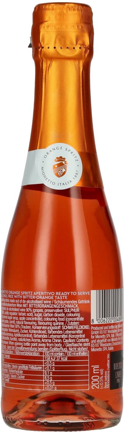 Mionetto Orange Spritz Aperitivo Alcohol Free Ready To Serve 0,2l