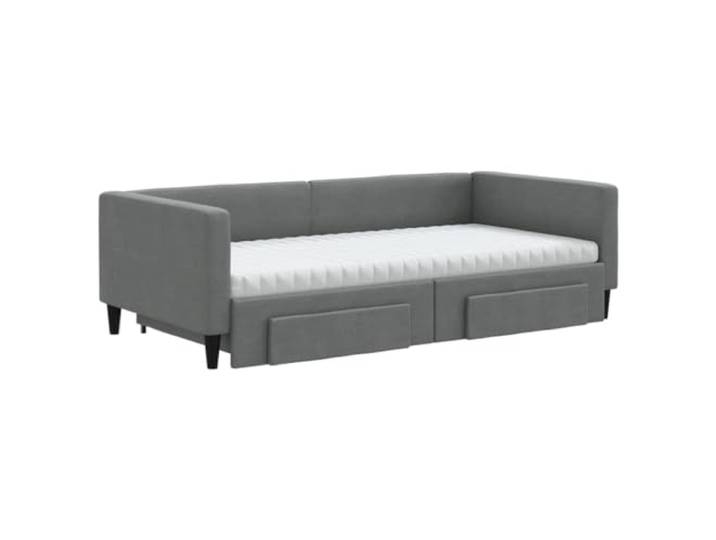KTHLBRH Ausziehbares Schlafsofa Dunkelgrau 100 x 200 cm 2 Schubladen, 2 Schaumstoffmatratzen, Gestell aus Holz und Metall