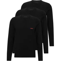 HUGO Herren Longsleeve, 3er Pack - RN Triplet, Langarm Shirt, Rundhals, Logo Schwarz / M