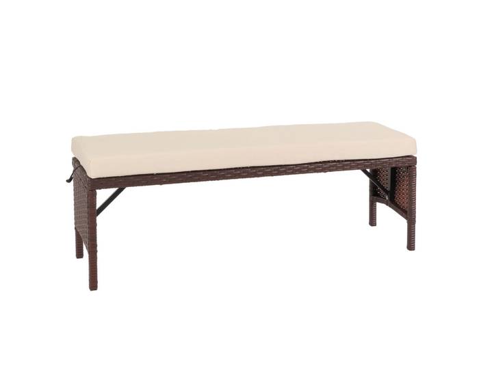 Jamb Poly-Rattan Sitzbank Braun, Kunststoff, 112x35x30 cm, Esszimmer, Bank, Sitzbänke